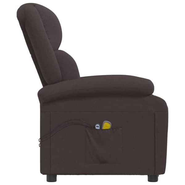 Elektrisk massagefåtölj mörkbrun tyg