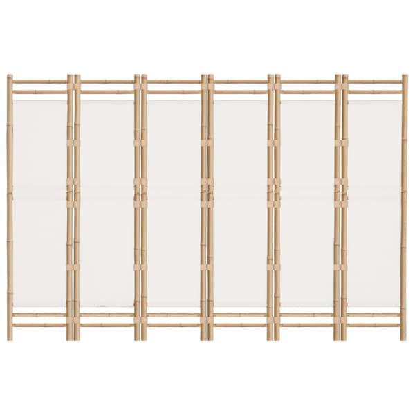 Rumsavdelare 6 paneler hopfällbar 240 cm bambu och kanvas