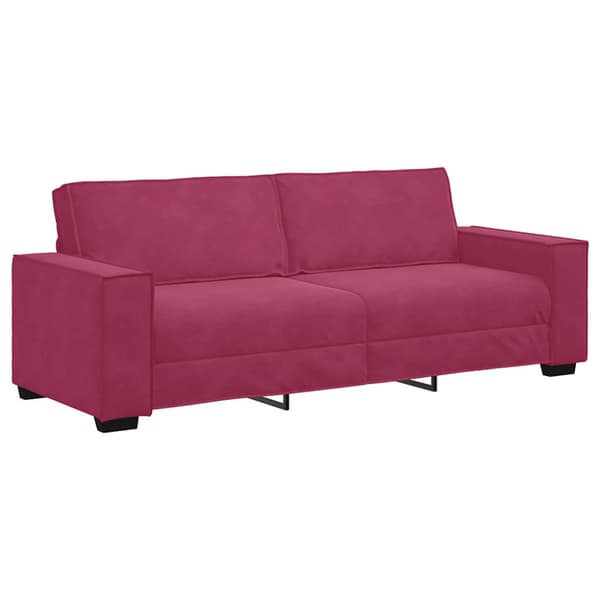 3-sitssoffa vinröd 220x78x84 cm sammet