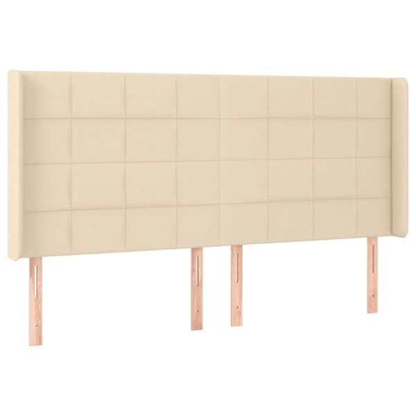Sänggavel LED gräddvit 203x16x118/128 cm tyg