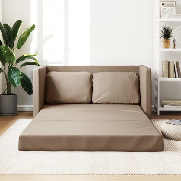 Golvbäddsoffa 2-i-1 cappuccino 112x174x55 cm konstläder