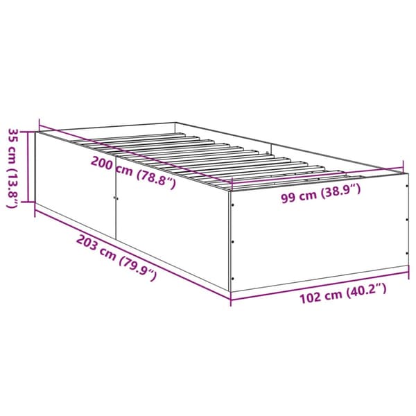 Sängram vit 100x200 cm konstruerad trä