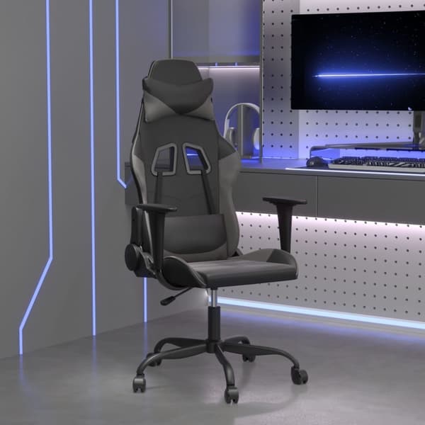 Gamingstol svart och grå konstläder