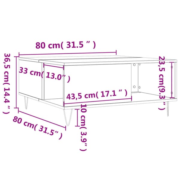 Soffbord vit 80x80x36,5 cm konstruerat trä