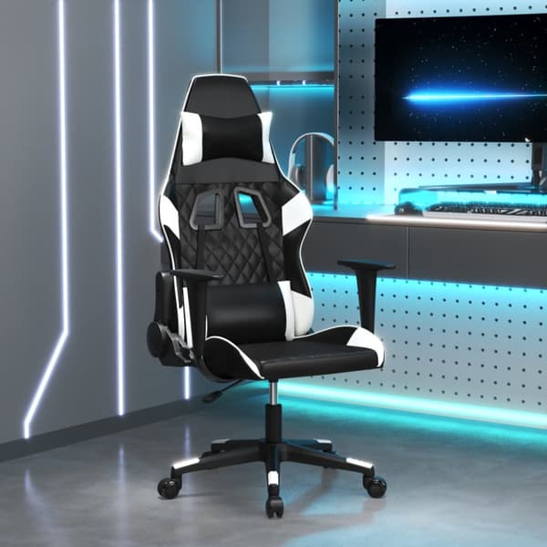 Gamingstol svart och vit konstläder