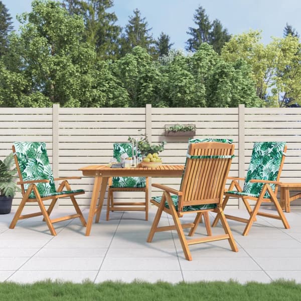 Fällbara fåtöljer med dynor, 4 st, massivt trä, teak