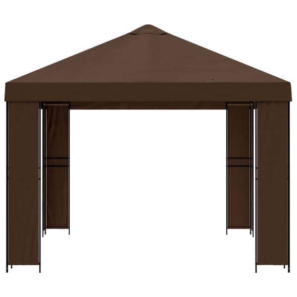 Paviljong 4 × 3 m Brun Polyester och Stål 190