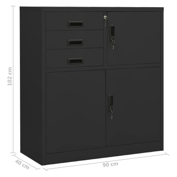Dokumentskåp antracit 90x40x102 cm stål