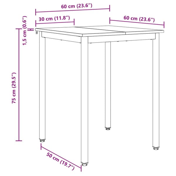 Matbord 60 x 60 x 75 cm METALL