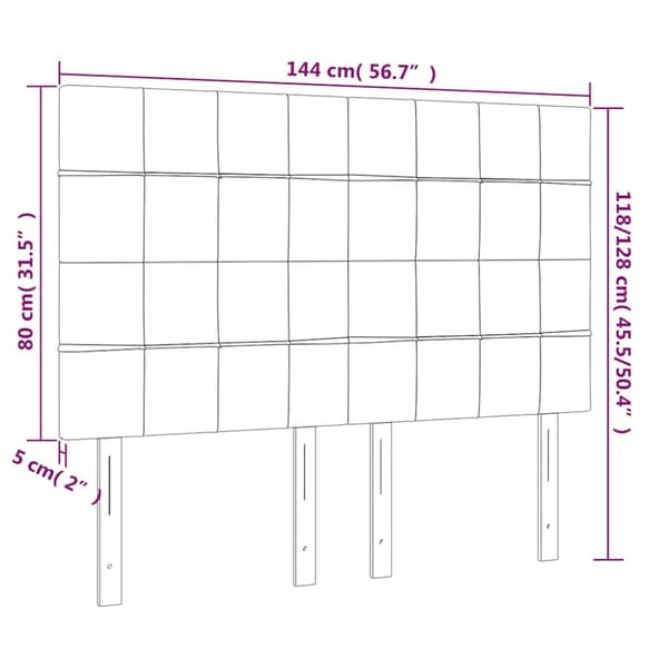 Sänggavel LED mörkblå 144x5x118/128 cm sammet