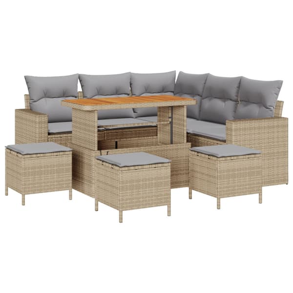 Trädgårdsoffset 9 pcs Beige konstrotting