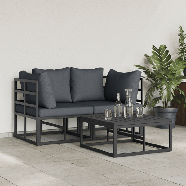 Trädgårdsoffset 3 pcs Svart Metall