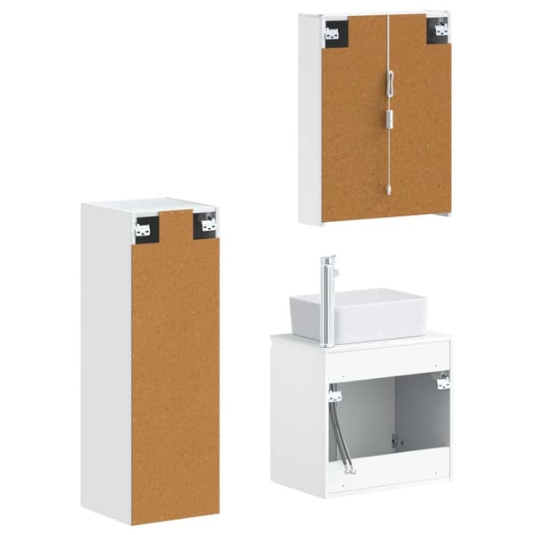 Badrumsmöbelset 4 pcs Vit Konstruerat trä och glas