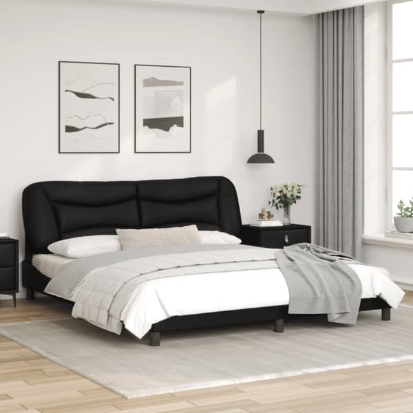 Bed Frame with LED without Mattress "Hvar" Black 180x200 cm