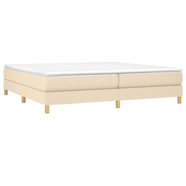 Boxspring-sängram gräddvit 200x200 cm tyg