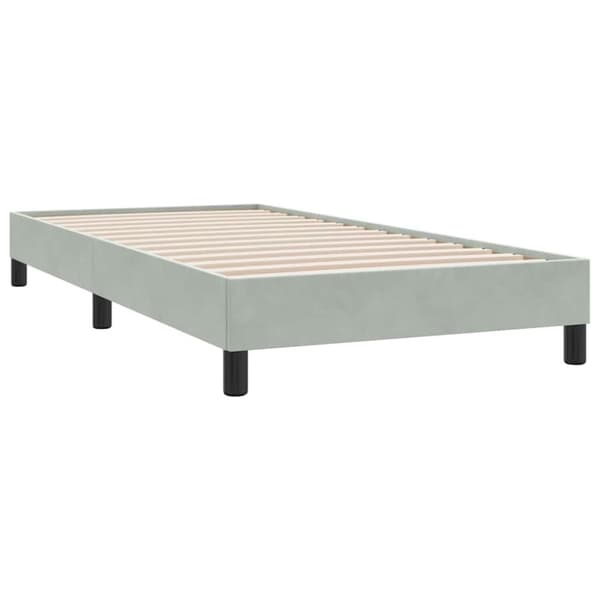 Ramsäng med madrass ljusgrå 80x210 cm sammet