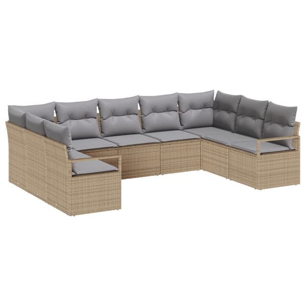 Soffset med kudde 9 pcs Beige konstrotting