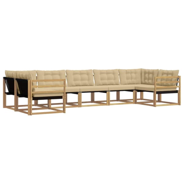 Utomhussoffset med kudde 7 pcs Vit och Beige