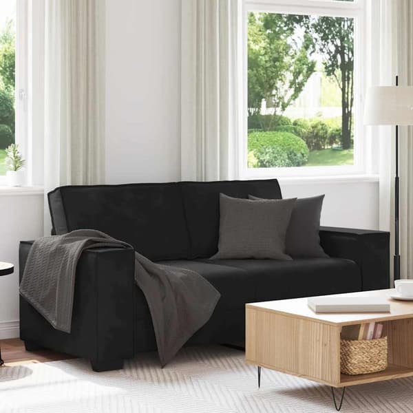 Soffa 2-sits svart 180x78x84 cm sammet