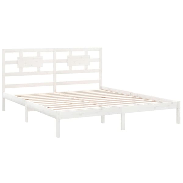 Sängram vit massivt trä 200x200 cm