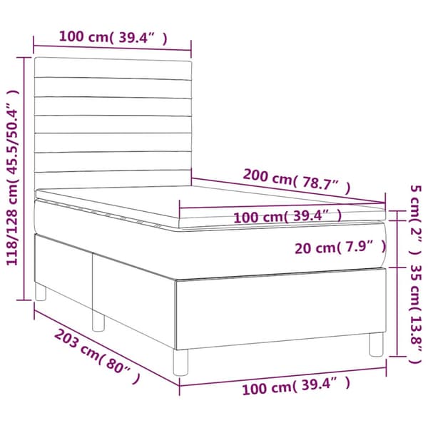 Ramsäng med madrass mörkblå 100x200 cm sammet