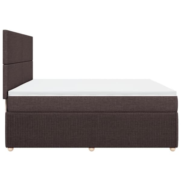 Ramsäng med madrass mörkbrun 200x200 cm tyg