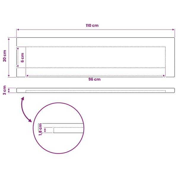 Rektangulärt Bordsskiva 90 x 50 x 3,5 cm Rektangulär Vit