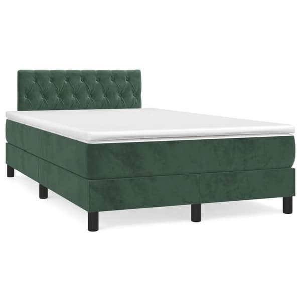 Ramsäng med madrass mörkgrön 120x190 cm sammet