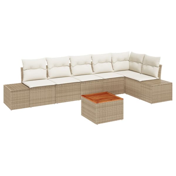 Trädgårdsoffset 7 pcs Beige och gräddfärgad konstrotting