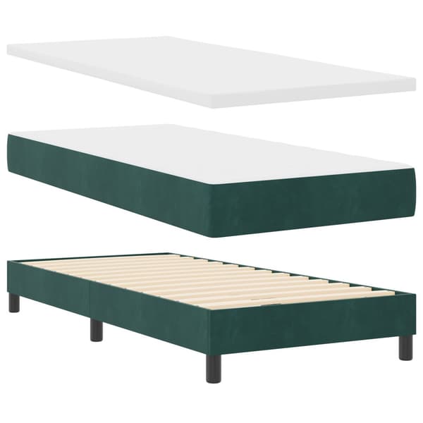 Bäddfjäder med madrass Mörkgrön 90 x 200 cm Sammet