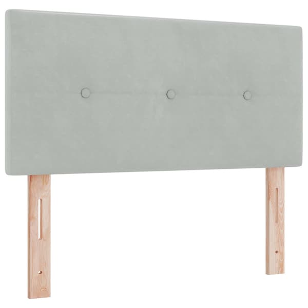 Boxspring säng med madrass och LED Ljusgrå Enkel Sammet