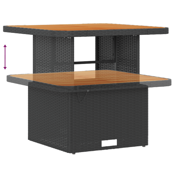 Trädgårdsoffset 9 pcs Svart Poly Rattan och Pulverlackerad Stål