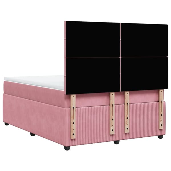 Ramsäng med madrass rosa 140x200 cm sammet