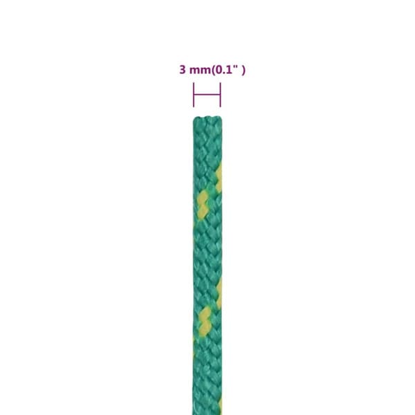 Båtlina grön 3 mm 50 m polypropen