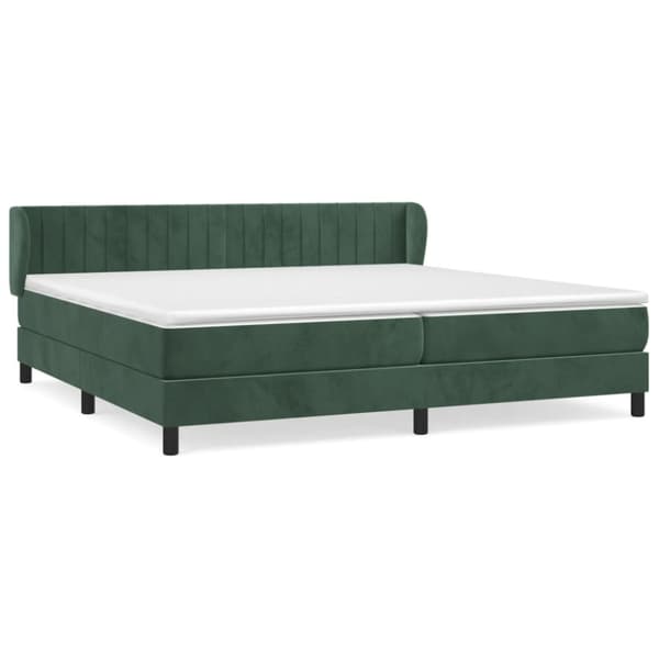Ramsäng med madrass mörkgrön 200x200 cm sammet
