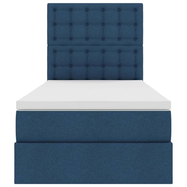 Förvaringssäng med madrass Blå 90 x 190 cm Polyester
