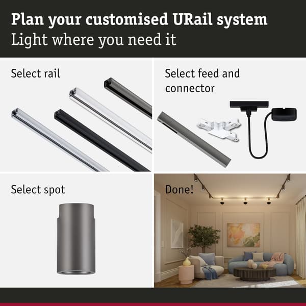 Paulmann URail Spotlight för strömskenor Socket E27 max. 20W dimbar 230V Titanium