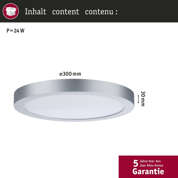 Paulmann LED panel Abia panel rund 300 mm 22W 2200lm 4000K Krom matt