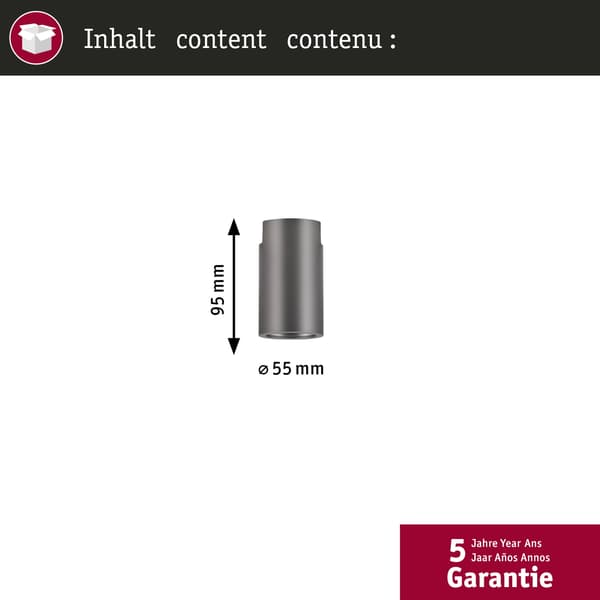 Paulmann URail Spotlight för strömskenor Socket E27 max. 20W dimbar 230V Titanium