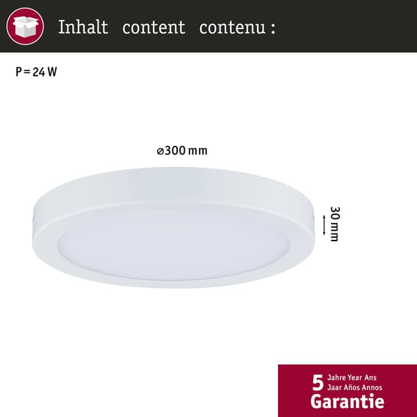 Paulmann LED panel Abia panel rund 300 mm 22W 2200lm 2700K Vit