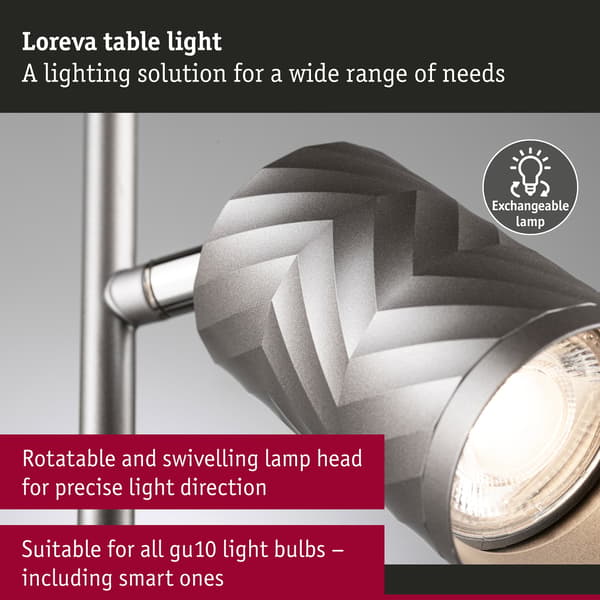 Paulmann Bordslampa Loreva GU10 max. 7W Titanium Metall