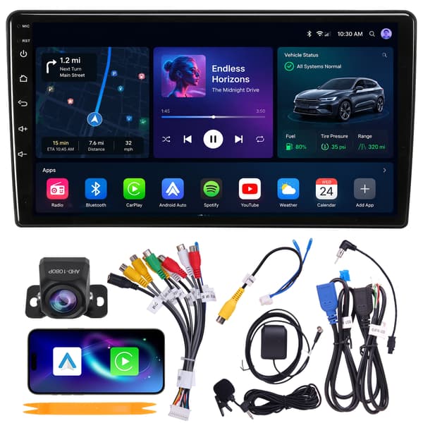 Fortdows Bilradio 9 tommer til Ford Transit 2006-2014, Quad-Core 4+64 GB, Android 15, CarPlay Android Auto, WiFi 6, GPS, Bluetooth, AHD Bakkamera