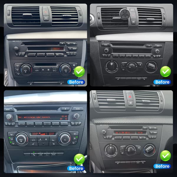 Fortdows Bilradio 9 tommer til BMW 1-serie E81 E82 E87 E88 2004-2011, Quad-Core 4+64 GB, CarPlay Android Auto, WiFi 6, GPS, Bluetooth, AHD Bakkamera