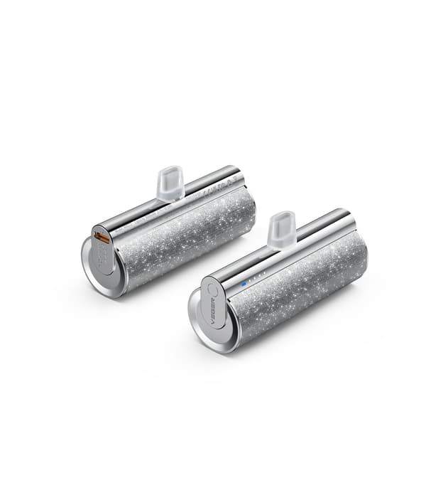 Plug on 5000mAh Mini bærbar oplader med indbygget kabel til iPhone og Android