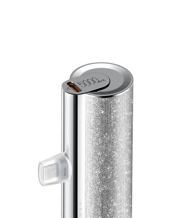 Plug on 5000mAh Mini bærbar oplader med indbygget kabel til iPhone og Android