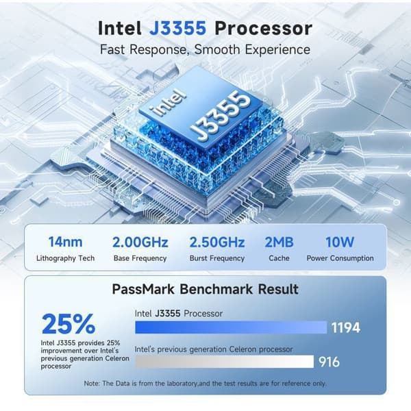 Mini PC - BMAX - B1 Plus - Intel Celeron J3355 - 6 GB RAM - 128 GB SSD
