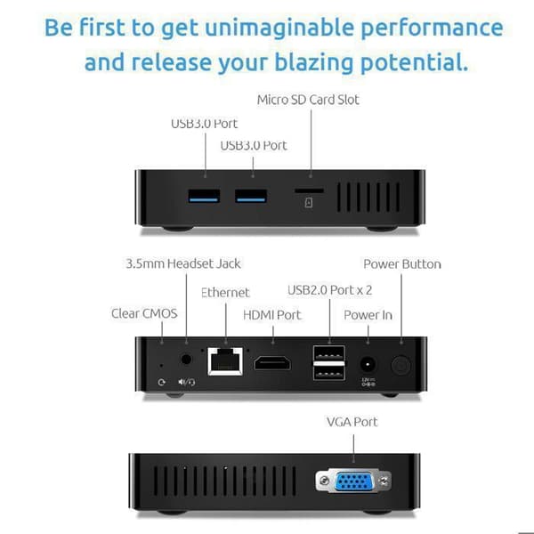 ERVPES B20E Mini-PC Intel Pentium 6500Y 8GB RAM SSD 128GB