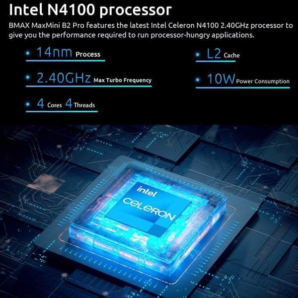 BMAX B2 Pro Mini-PC Intel N4000 8GB RAM 256GB SSD Dual HDMI
