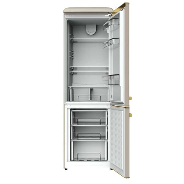 Cecotec Origin Beige Retro Combi refrigerator, class E, with 300L capacity, LED inside and glass trays.