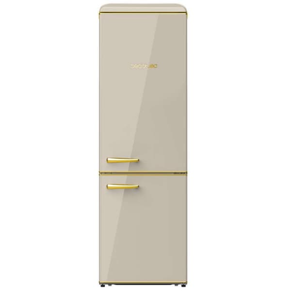 Cecotec Origin Beige Retro Combi refrigerator, class E, with 300L capacity, LED inside and glass trays.